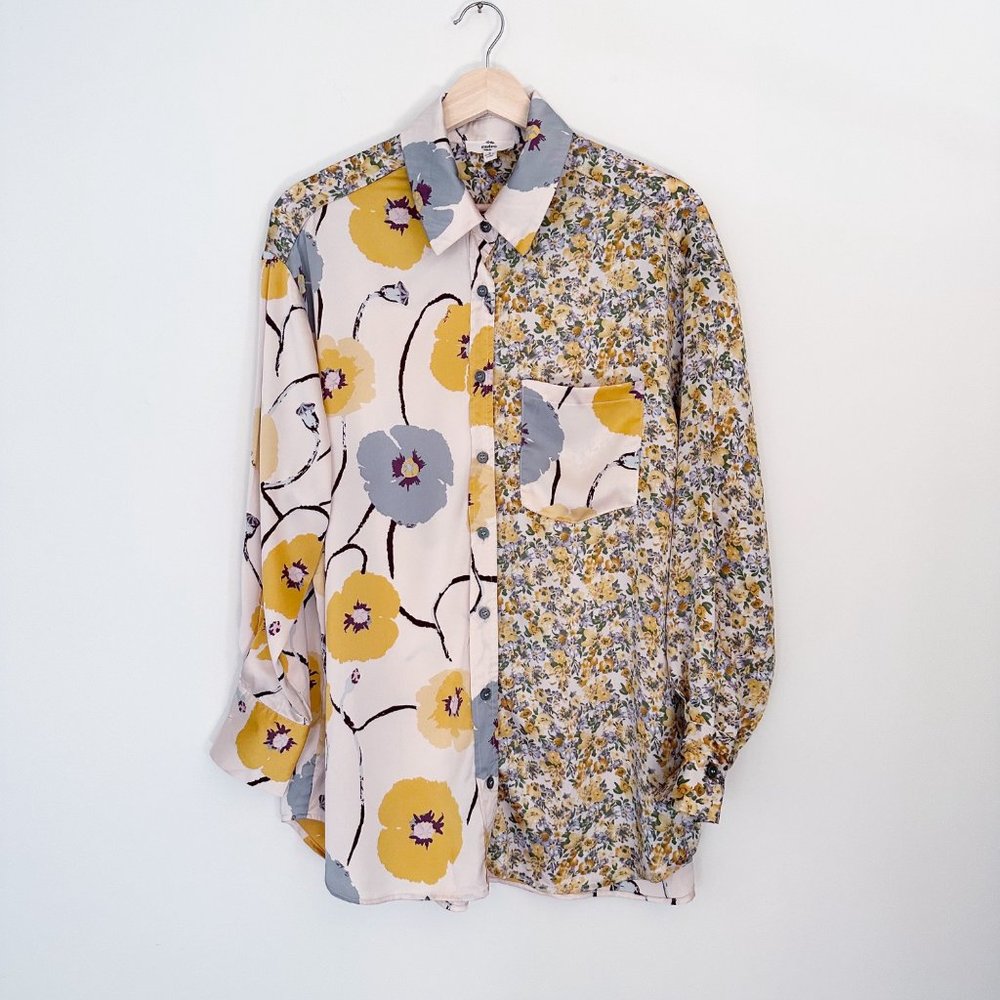 Entro Poppy Mixed Print Button Down Top | S - image 6